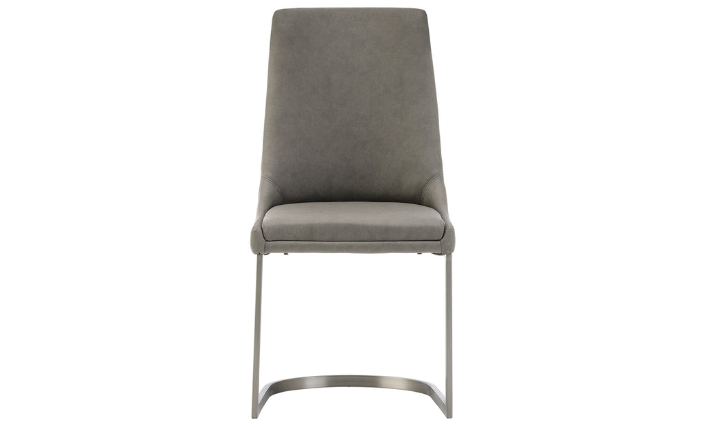 Grey leather discount cantilever dining chairs