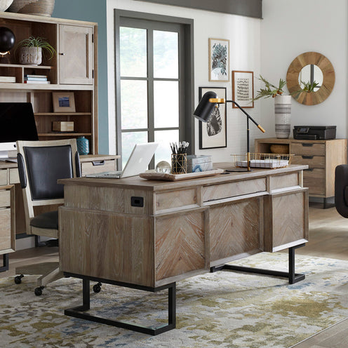 Harper Point Khaki Executive Desk | Schneiderman's Furniture